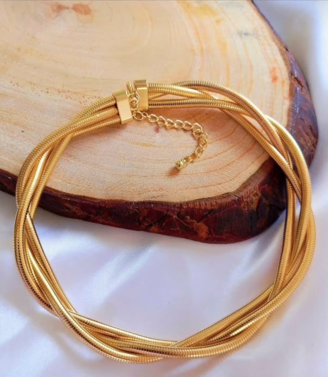 Simple three twist choker collar metal clavicle necklace - Image 2