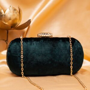 Designer Clutches in Capsule Shape Bottle green