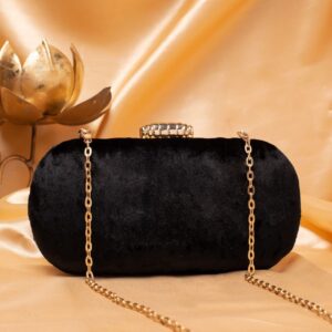 Designer Clutches in Capsule Shape Black