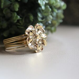 Fossati Hand Made Gold Tone & Crystal Flower Cuff Bracelet